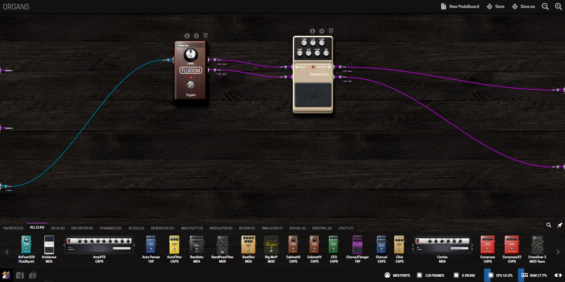 MODEP, virtual audio plugin pedalboard 